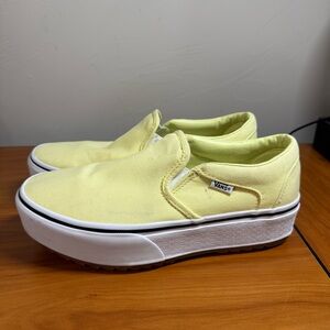 Vans Asher Platform Slip On Sneaker Shoe Yellow Canvas Butter Pastel Skater W9.5